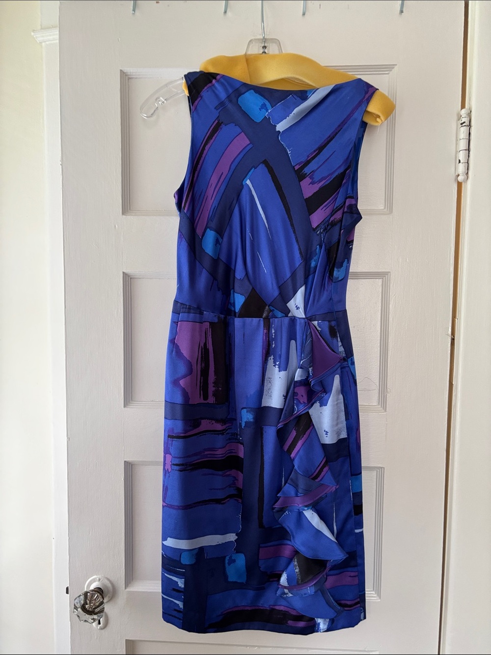 Vintage Teri Jon Dress 100% Silk Abstract Print Chic Fit Flare Vintage Size 4